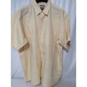 Bruno Men's Washable Linen Short-Sleeved Button-Down Shirt Size XL Breathable